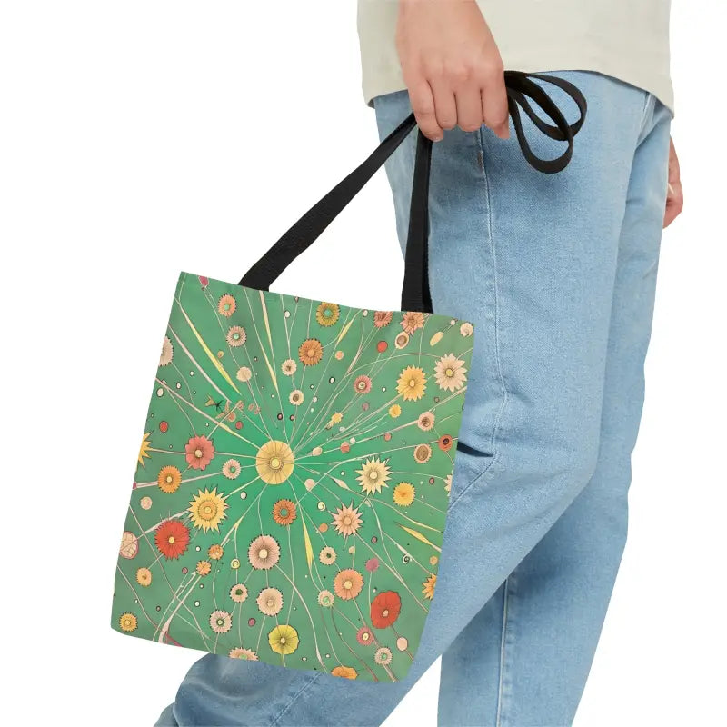 Style your Getaway with the Green Floral Pattern Tote Bag - Small Bags