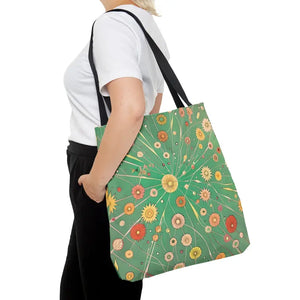 Green Floral Tote Bag Urban Adventure Style - Dipaliz - Large - Bags