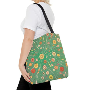 Green Floral Tote Bag Urban Adventure Style - Dipaliz - Medium - Bags