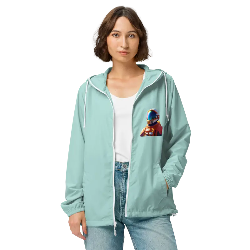 Conquer Journeys with the Dipaliz Windbreaker Astronaut Jacket - Aqua/white Zipper / Xs