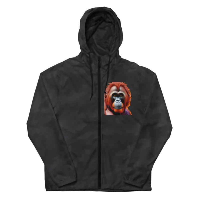 Orangutan Windbreaker: Lightweight Water-resistant Outdoor Gear - Black Camo / Xs Clothing