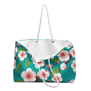 Floral Polyester Weekender Bag - Cherry Blossom Getaway - Dipaliz - 24’’ × 13’’ - Tote Bags