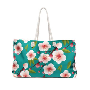 Floral Polyester Weekender Bag - Cherry Blossom Getaway - Dipaliz - 24’’ × 13’’ - Tote Bags