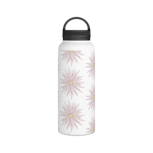 Adventure-ready Pink Flowers Stainless Steel Water Bottle - White / 32oz Bottles