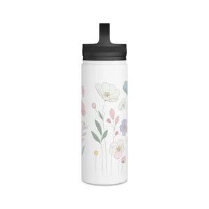 Stainless Steel Water Bottle Spring Flowers Women’s Fashion Dipaliz - White / 18oz - Bottles
