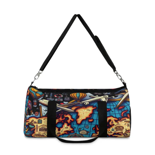 Explore with the Stylish World Map Canvas Duffel Bag - Small Bags