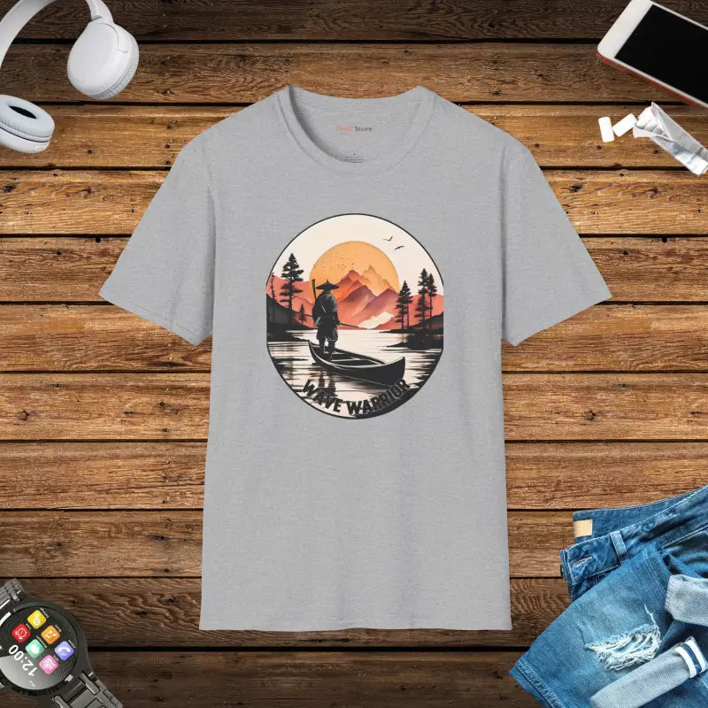 Unisex Softstyle T-shirt: Samurai at the Lake Adventure - Sport Grey / s T-shirt