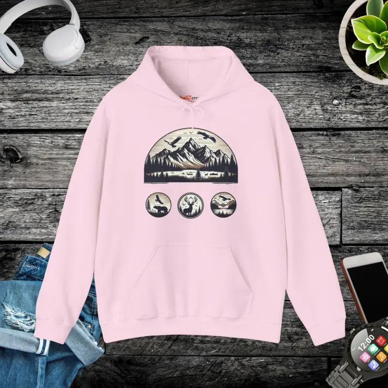 Adventure and Travel in Mountains Unisex Heavy Blend Hooded Sweatshirt - Light Pink / s Hoodie