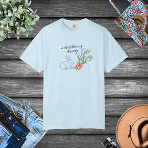 Adventurous Bunny Carrots Graphic Tee - Soft Cute Rabbit Shirt - Dipaliz - Chambray / s Gifts Online