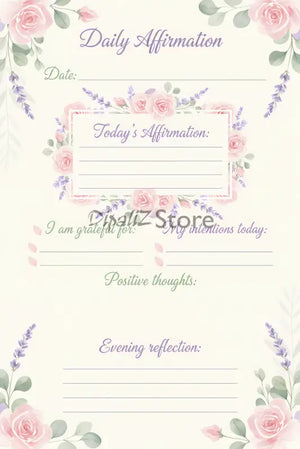Digital Downloads - Affirmation Journal Printable - Botanical Daily Mindset - Dipaliz