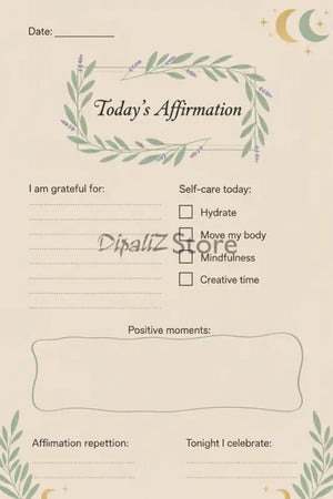 Digital Downloads - Self-care Journal Printable Botanical Wreath Affirmation - Dipaliz