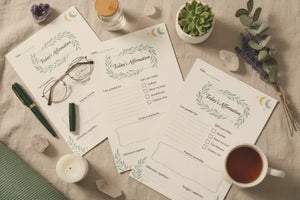 Digital Downloads - Self-care Journal Printable Botanical Wreath Affirmation - Dipaliz