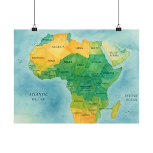 Africa Map Wall Art Prints Bold Colors Wild Decor - Dipaliz - 16’’ x 12’’ / Matte - Posters
