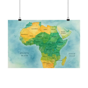 Africa Map Wall Art Prints Bold Colors Wild Decor - Dipaliz - 18″ x 12″ / Matte - Posters