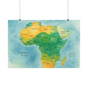 Africa Map Wall Art Prints Bold Colors Wild Decor - Dipaliz - 36″ x 24″ / Matte - Posters