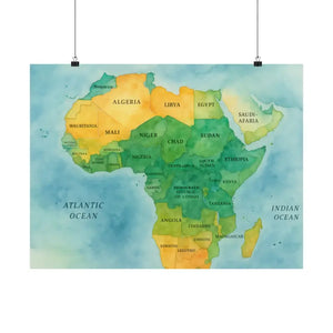 Africa Map Wall Art Prints Bold Colors Wild Decor - Dipaliz - 24″ x 18″ / Matte - Posters