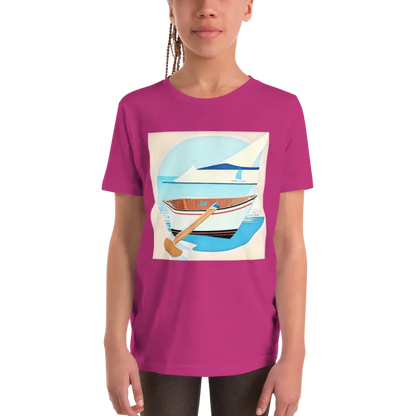 Make Waves with the Ahoy Youth Boating Sleeve T-shirt - Berry / s Kids Clothes