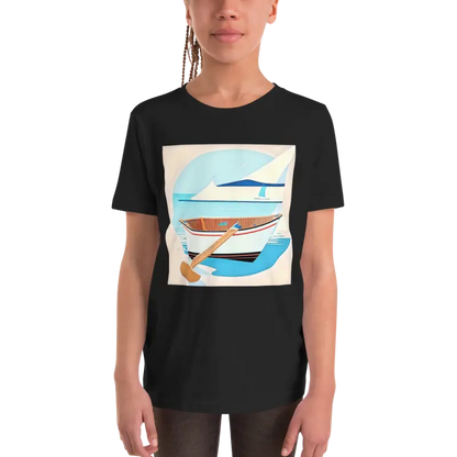 Make Waves with the Ahoy Youth Boating Sleeve T-shirt - Black / s Kids Clothes