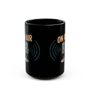 Sleek Black Ceramic Mug - On-air Podcast Design - Dipaliz - Mugs