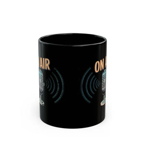 Sleek Black Ceramic Mug - On-air Podcast Design - Dipaliz - Mugs