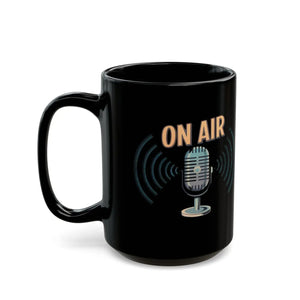 Sleek Black Ceramic Mug - On-air Podcast Design - Dipaliz - Mugs