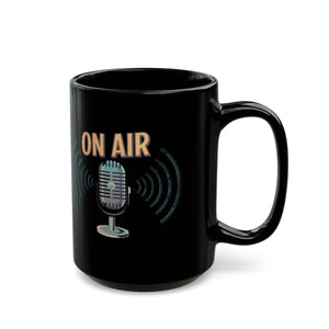 Sleek Black Ceramic Mug - On-air Podcast Design - Dipaliz - Mugs