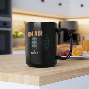 Sleek Black Ceramic Mug - On-air Podcast Design - Dipaliz - Mugs