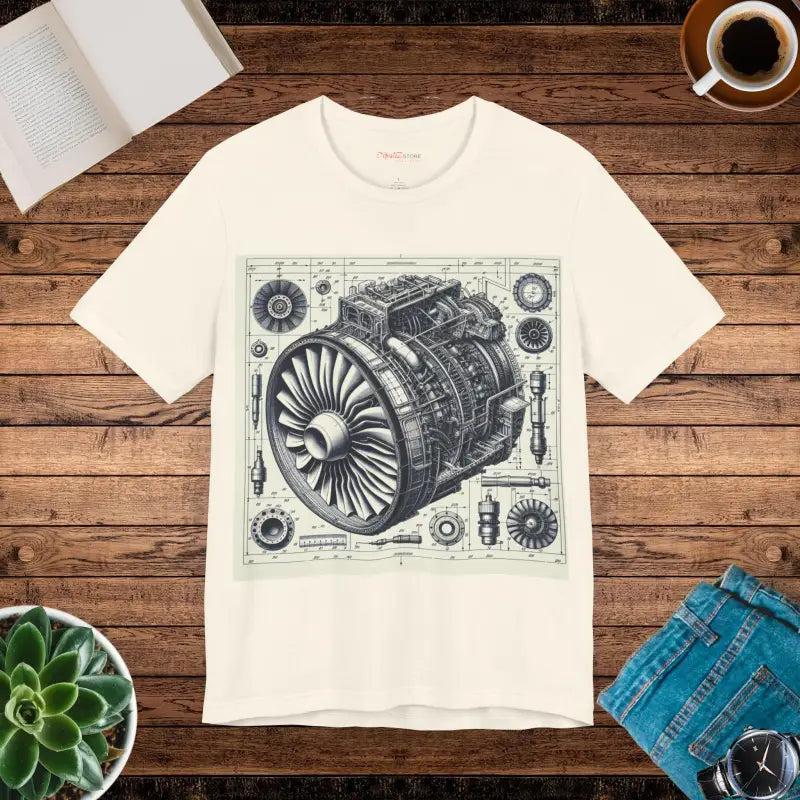 Unisex Aircraft Engine Turbine Jersey Short Sleeve Tee - Natural / s T-shirt