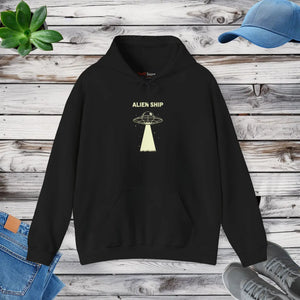 Vintage Alien Ship Hoodie - Soft Cotton Poly - Dipaliz - Sweatshirts