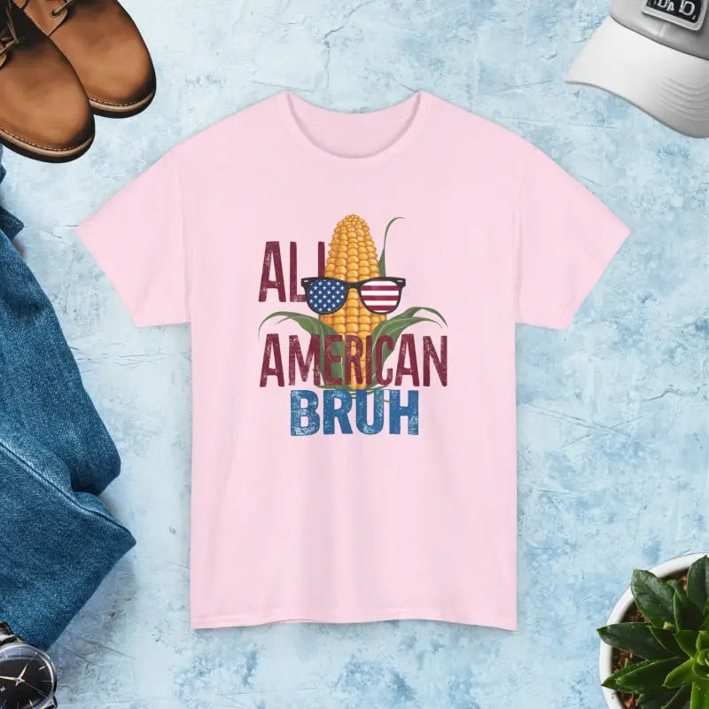 Unisex Heavy Cotton Tee: All American Bruh Corn Edition - Light Pink / s T-shirt