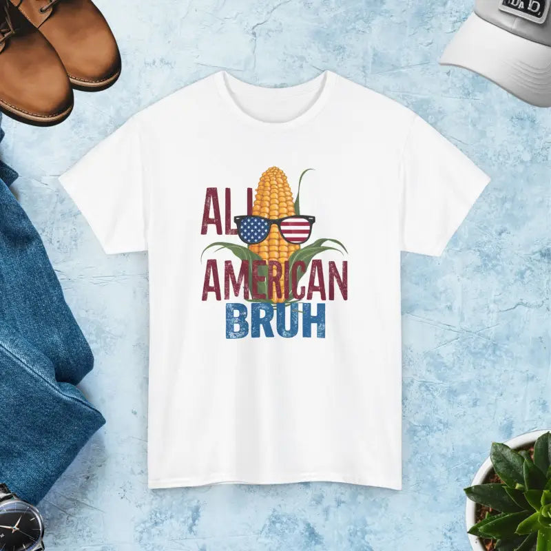 Unisex Heavy Cotton Tee: All American Bruh Corn Edition - White / s T-shirt