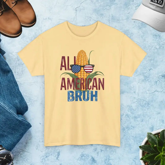 Unisex Heavy Cotton Tee: All American Bruh Corn Edition - Yellow Haze / s T-shirt