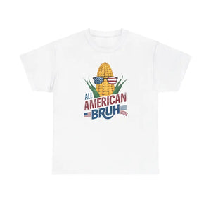 Unisex Heavy Cotton Tee All American Bruh Corn Design by Dipaliz - Clothing Tops