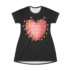 Love Hearts T-shirt Dress - Cozy Comfort Style - Dipaliz - Dresses