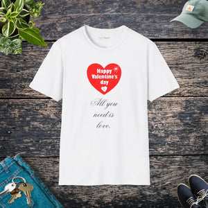 All you Need is Love Tee Softstyle Valentine’s Day Shirt Dipaliz - White / s - T-shirts