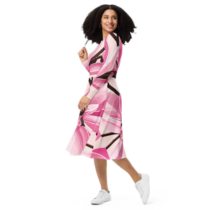 Pink Magnolia Long Sleeve Midi – Soft Jersey - Dipaliz - Dresses - Xs