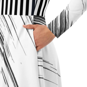 Print Long Sleeve Midi Dress – Boat Neck - Dipaliz - Dresses - Xs