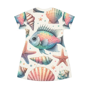 Marine Life Pattern Shirt Dress – Summer Casual - Dipaliz - Dresses - Xs