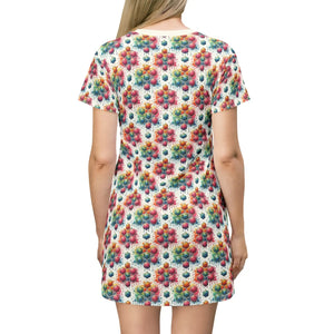 Bold Geometrical Pattern T-shirt Dress - Polyester - Dipaliz - T-shirts