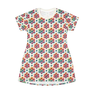 Bold Geometrical Pattern T-shirt Dress - Polyester - Dipaliz - T-shirts