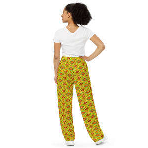 Vibrant Geometric Pattern Wide Leg Pants - Soft Jersey - Dipaliz