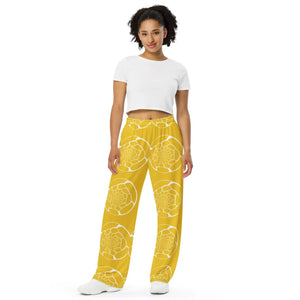 Bold Yellow Wide Leg Pants - Stretchy Jersey - Dipaliz