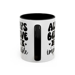 Accent Coffee Mug White Ceramic C-shaped Handle Believe - Dipaliz - Mugs