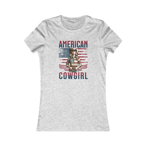 Usa Flag Cowgirl Tee - Stylish and Comfy Ribbed Knitting - Dipaliz - T-shirts