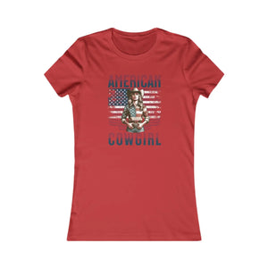 Usa Flag Cowgirl Tee - Stylish and Comfy Ribbed Knitting - Dipaliz - T-shirts