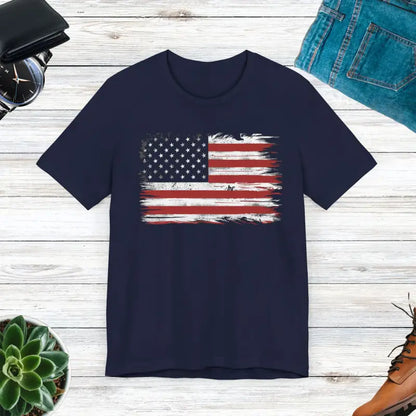 Celebrate Freedom in Style: Unisex 4th of July American Flag Tee - Navy / s T-shirt