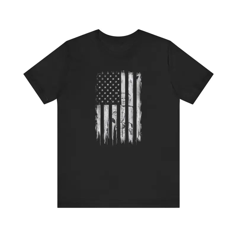 Unisex Short Sleeve Tee: Greyscale American Flag Vibe - T-shirt