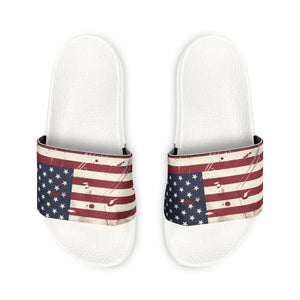 American Flag Slide Sandals - Cushioned Comfort Footwear - Dipaliz - Shoes