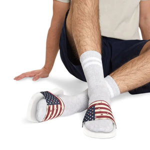 American Flag Slide Sandals - Cushioned Comfort Footwear - Dipaliz - White / us 6 - Shoes