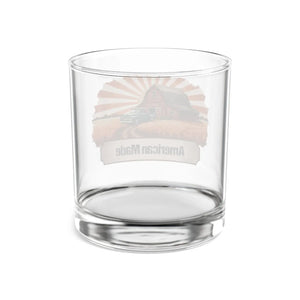 American Made Farmhouse Rocks Glass, 10oz Whiskey Tumbler with Barn & Vintage Truck Design - Tumblers